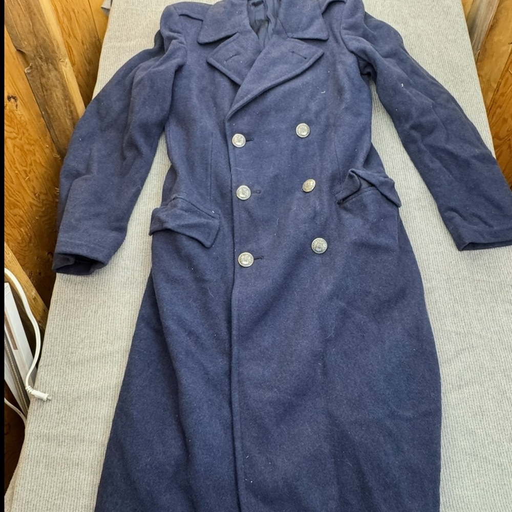 Men's Double-Breasted Navy Pea Coat - Classic Wool Blend